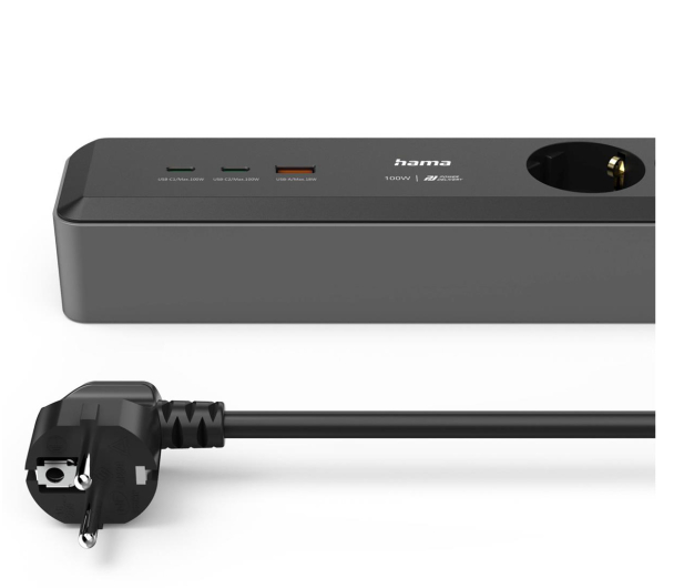 HAMA LISTWA ZASILAJĄCA 3x SCHUKO 1,4M 2xUSB C/A PD 100W - 1313448 - zdjęcie